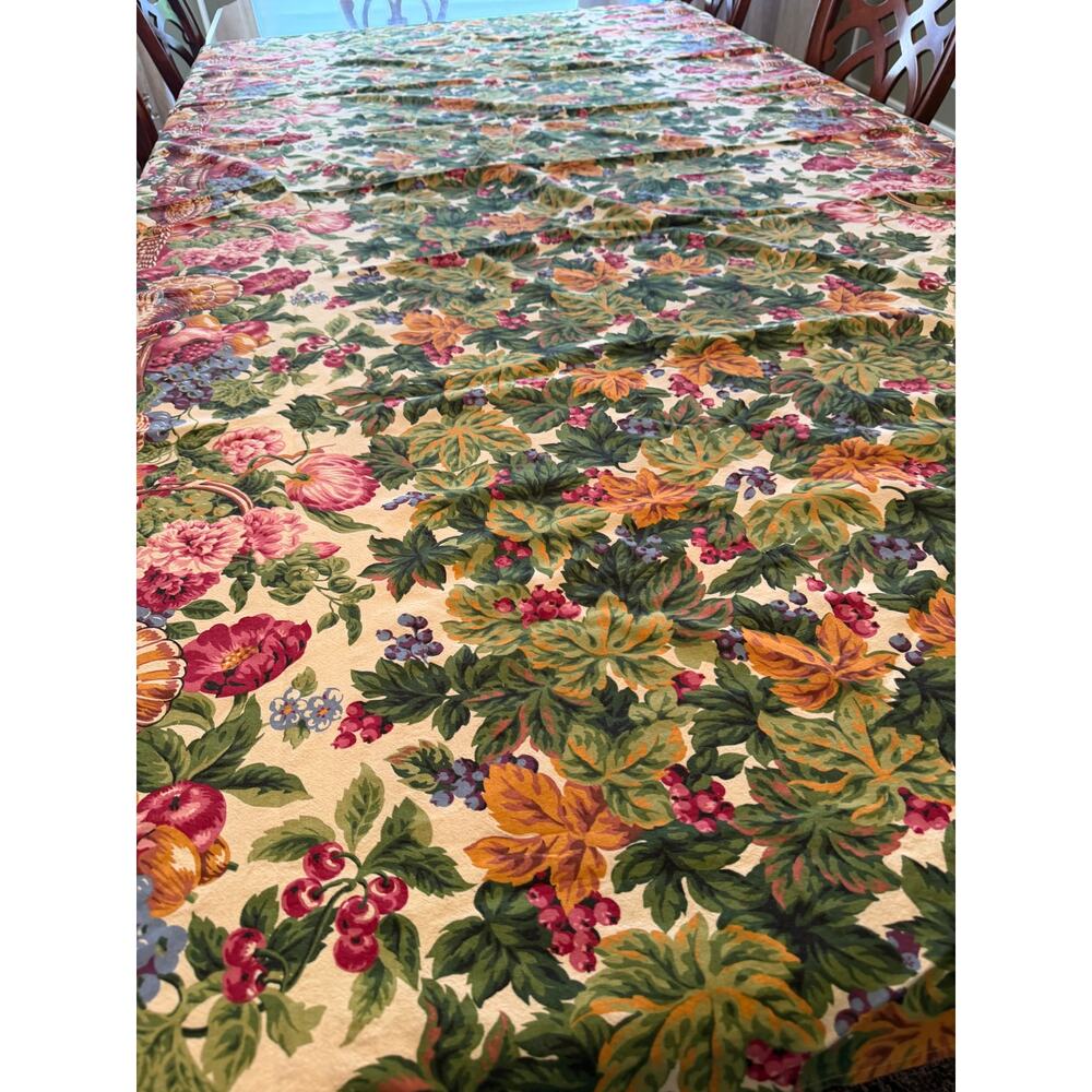 Wilton Court Cotton Algodon Thanksgiving Harvest Turkey Tablecloth 58” x 96”